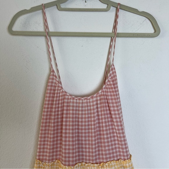 Madewell Colorblock Gingham Tiered Cover-Up Dress Boho Sundress SZ Medium - Picture 9 of 15